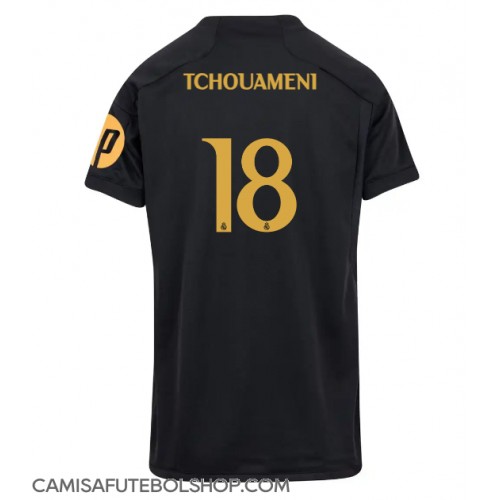 Camisa de time de futebol Real Madrid Aurelien Tchouameni #18 Replicas 3º Equipamento Feminina 2023-24 Manga Curta